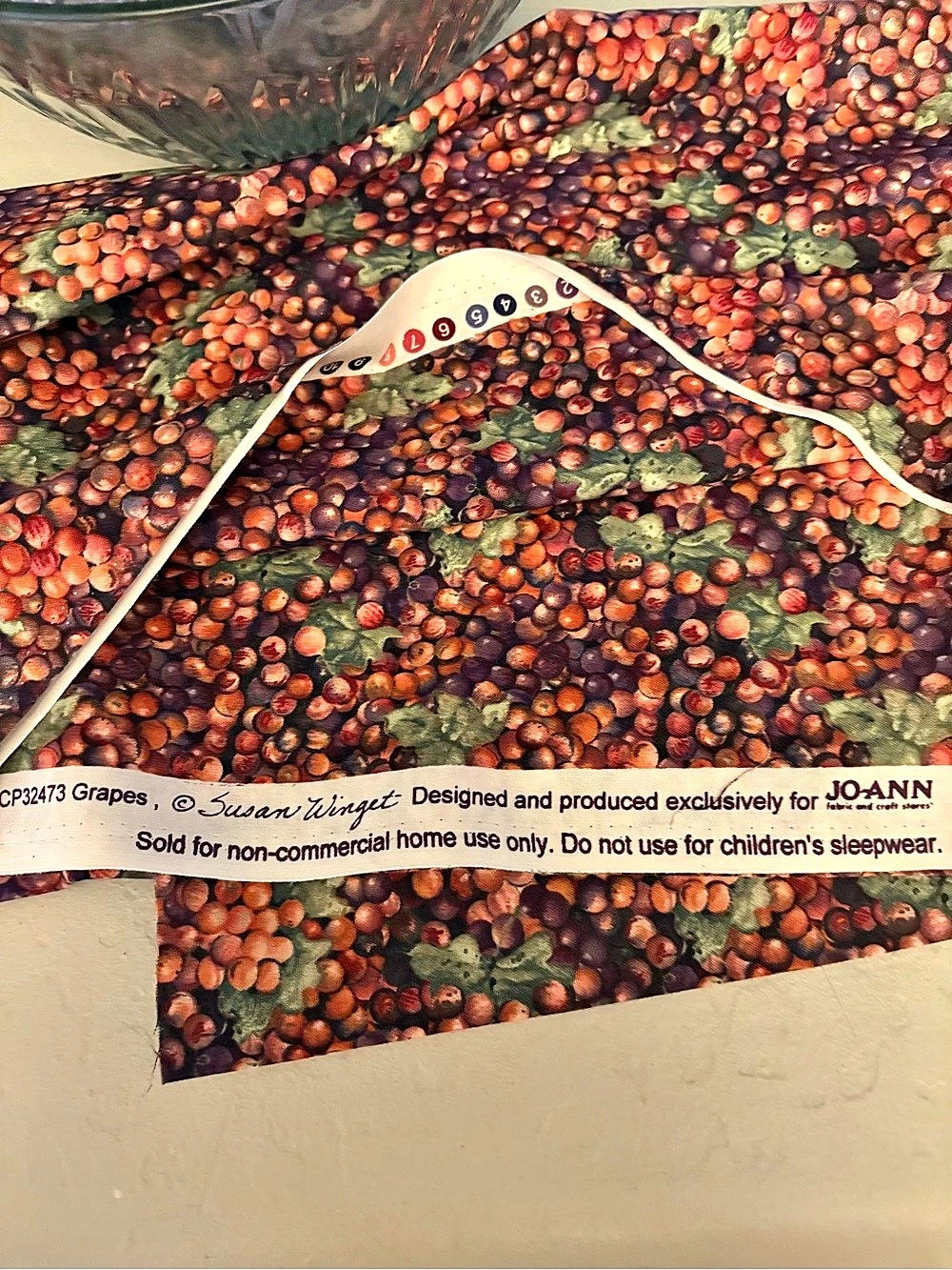Jo-Ann Grapes Print Fabric CP34743 2 yards